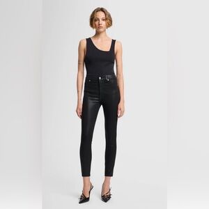 7 For All Mankind B (Air) High Waist Ankle Skinny Jeans, Black Coated, Size 25